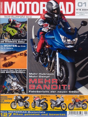 MOTORRAD 1/2005 – Suzuki Bandit 650 S; Kawasaki ZX-6R Ninja; Kawasaki ZX-10R Ninja; Ducati 999