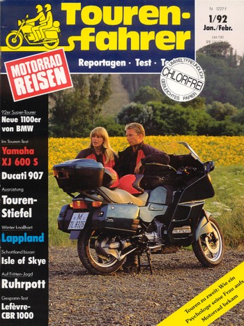 Tourenfahrer 1/1992 – Yamaha XJ 600 S Diversion mit 37 kW (50 PS) im Tourentest, Ducati 907 i.e. mit 58 kW (79 PS) im Tourentest