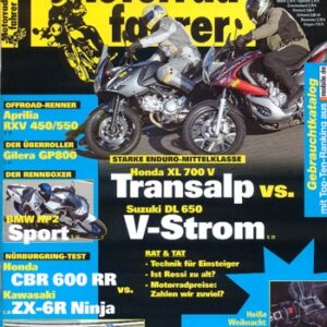 Motorradfahrer 1/2008 – Gilera GP 800 mit 50,5 kW (69 PS) Test & Technik; BMW HP2 Sport mit 98 kW (133 PS) Test & Technik