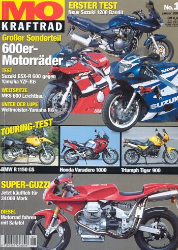 MO 1/2001 – Yamaha YZF-R1 mit 110 kW (150 PS) interessanter Vergleich; Cagiva Raptor 650 mit 52 kW (71 PS) im Vergleichstest