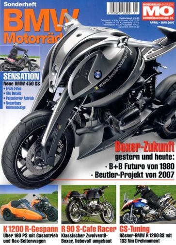 MO BMW Motorräder, Sonderausgabe 21 - BMW R 1100 GS, hier von Klaus Beutler getunt; BMW G 650 Xcountry Xmoto Xchallenge mit 39 kW (53 PS) als Neuheit