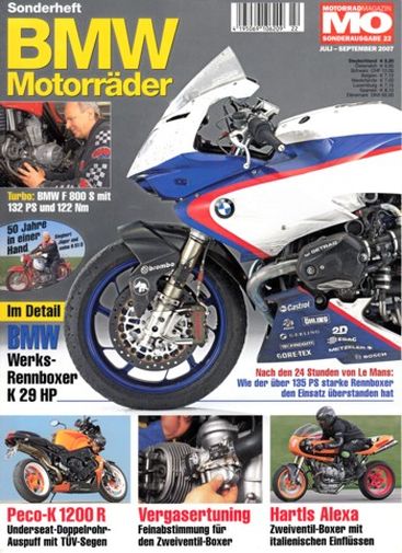 MO BMW Motorräder, Sonderausgabe 22 - BMW K 1200 R, hier der Peco-Umbau mit Underseat-Auspuff; BMW HP2 Megamoto mit 83 kW (113 PS) Test & Technik