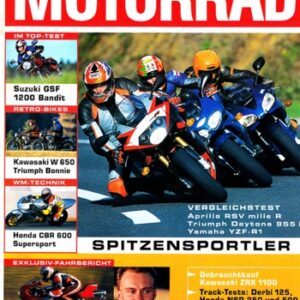 MOTORRAD 2/2001 – Test Ducati MH 900e; Aprilia RSV Mille R; Triumph Daytona 955i; Yamaha YZF-R1