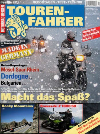 TOURENFAHRER 2/2011 – Kawasaki Z 1000 SX mit 102 kW (138 PS) im Touren-Test, BMW G 650 GS mit 35 kW (48 PS) Test & Technik