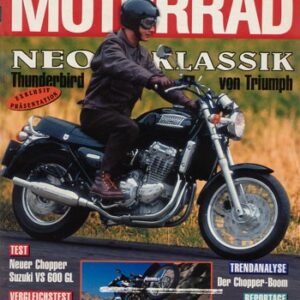 MOTORRAD 2/1995 – Triumph Thunderbird 900; Test Harris Streetfighter; Test Suzuki VS 600 GL Intruder; Honda VFR 750 F
