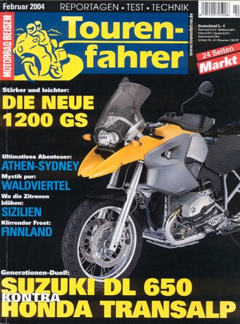 Tourenfahrer 2/2004 – Honda XL 650 V Transalp mit 39 kW (53 PS) im Vergleichstest, Suzuki DL 650 V-Strom mit 49 kW (67 PS) im Vergleichstest