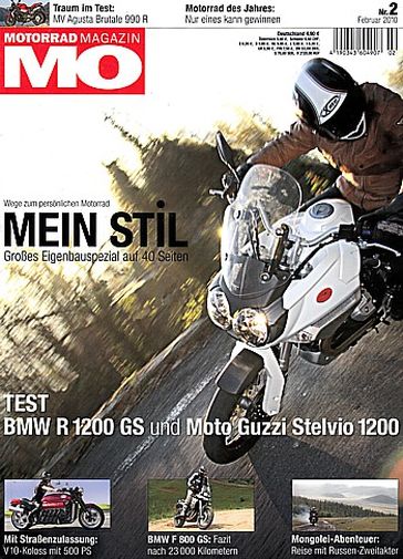 MO 2/2010 – BMW R 1200 GS mit 81 kW (110 PS) im Vergleichstest; Moto Guzzi Stelvio 1200 4V mit 77 kW (105 PS) im Vergleichstest