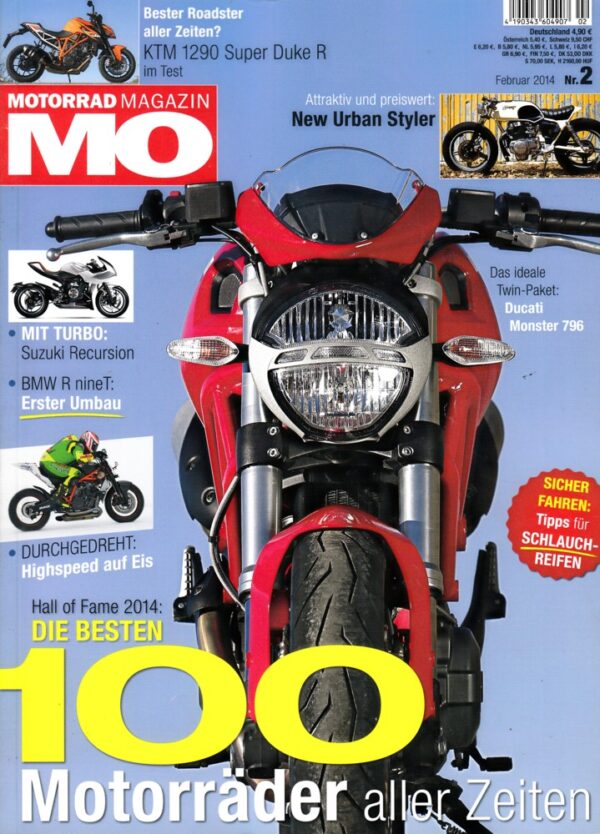 MO 2/2014 – KTM 1290 Super Duke R mit 132 kW (180 PS) Test & Technik; Ducati Monster 796 mit 64 kW (87 PS) Test & Technik