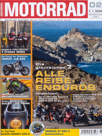 MOTORRAD 2/2005 – Aprilia ETV 1000 Caponord; BMW R 1150 GS Adventure; BMW R 1200 GS; Honda XL 1000 V Varadero