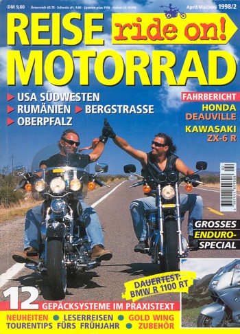 REISE MOTORRAD ride on! 2/1998 – BMW R 1100 RT mit 66 kW (90 PS) nach dem Dauer-Test, BMW R 1100 GS mit 59 kW (80 PS) Test & Technik