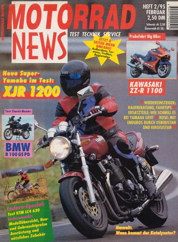 MOTORRAD NEWS 2/1995 – Yamaha XJR 1200 mit 72 kW (98 PS) Test & Technik; BMW R 100 GS Paris-Dakar mit 44 kW (60 PS) Test & Technik