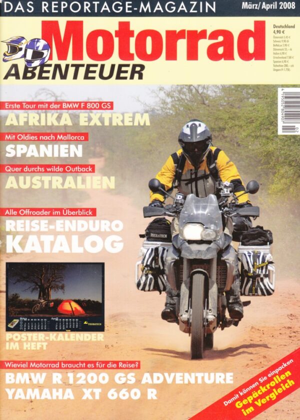 Motorrad ABENTEUER 3/4 2008 – BMW R 1200 GS Adventure; Yamaha XT 660 R