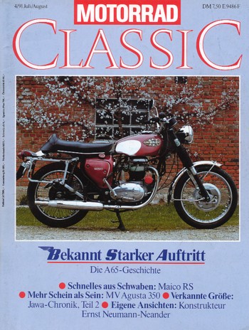 MOTORRAD CLASSIC 4/1991 – BSA A 650, die A65-Geschichte; Adler M 100, eine rassige Hunderter; Lambretta TV 175, ein Motorroller aus Italien