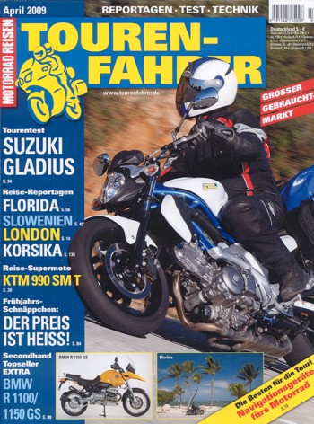 TOURENFAHRER 4/2009 – Suzuki Gladius mit 53 kW (72 PS) im TOUREN-Test, BMW R 1100 GS, ab Modell 1994, gebraucht kaufen
