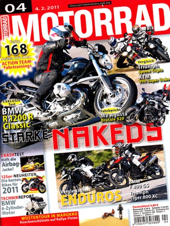 MOTORRAD 4/2011 – Test BMW R 1200 R Classic; KTM 990 Super Duke; Triumph Speed Triple; Test MV Agusta Brutale 920