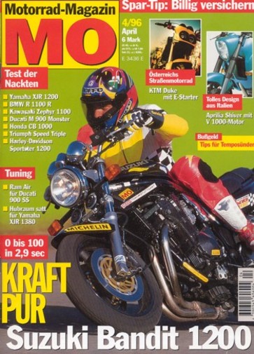 MO 4/1996 – Suzuki GSF 1200 Bandit mit 72 kW (98 PS) im Test; Harley-Davidson Sportster 1200 Sport mit 43 kW (58 PS) im Test