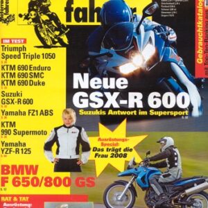 Motorradfahrer 4/2008 – Triumph Speed Triple 1050 mit 97 kW (132 PS) Test & Technik; KTM 690 Enduro mit 46,3 kW (63 PS) Test & Technik