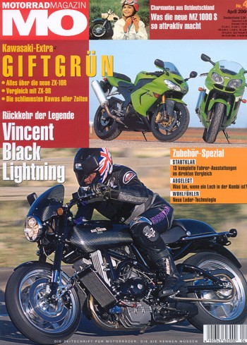 MO 4/2004 – Kawasaki ZX-10R Ninja mit 128 kW (175 PS) Test & Technik; Vincent Black Lightning mit 99 kW (132 PS) Test & Technik