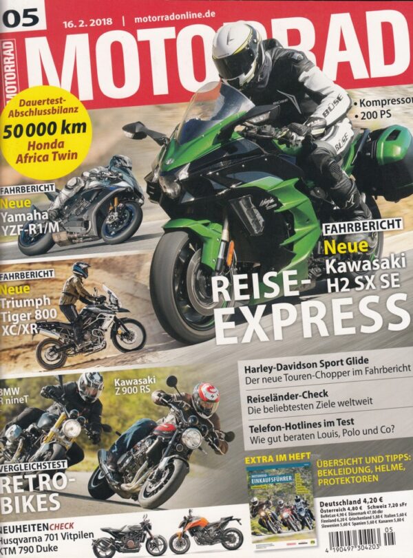 MOTORRAD 05/2018 – Kawasaki Ninja H2 SX SE, Honda Africa Twin, Yamaha YZF-R1M