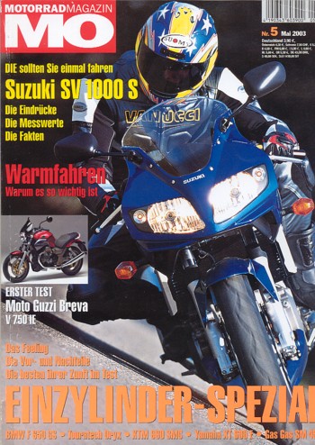 MO 5/2003 – Suzuki SV 1000 S mit 88 kW (120 PS) Test & Technik; BMW F 650, hier von Touratech als TB652 Oryx getunt