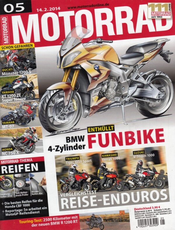 MOTORRAD 5/2014 – Test Ducati Monster 1200 S; Test Yamaha MT-07; Kawasaki Versys 1000; Suzuki V-Strom 1000