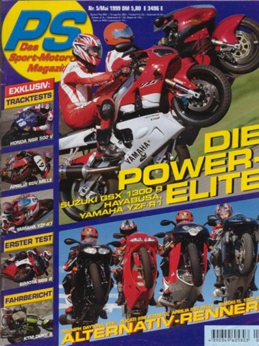PS 5/1999 – Aprilia RSV Mille mit 87 kW (118 PS) im Vergleichstest, Ducati 996 Biposto mit 82 kW (112 PS) im Vergleichstest