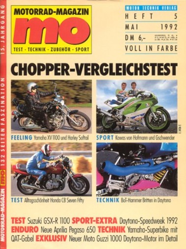 MO 5/1992 – Honda CB Seven Fifty mit 53 kW (74 PS) Test & Technik; Yamaha FZR 750 R, hier getestet als Superbike