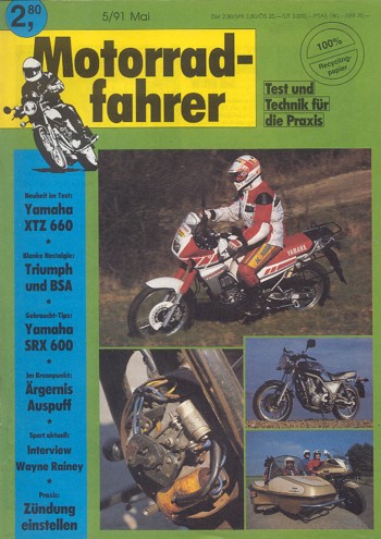 Motorradfahrer 5/1991 – Test Yamaha XTZ 660 Ténéré; BSA; Yamaha SRX 600, aus 2. Hand gebraucht kaufen