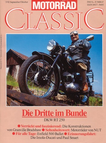 MOTORRAD CLASSIC 5/1992 – DKW RT 250/1 => Titelstory; BMW R 62, ein Oldtimer; NUT 500 & 700, die; Test Royal Enfield Bullet 500, der Renner