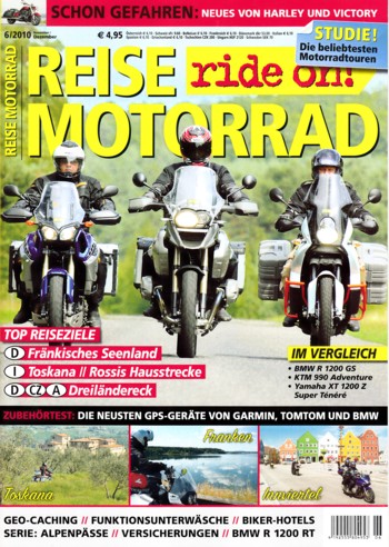 REISE MOTORRAD ride on! 6/2010 – BMW R 1200 GS mit 81 kW (110 PS) im Vergleichstest, KTM 990 Adventure mit 78 kW (106 PS) im Vergleichstest