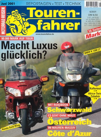 Tourenfahrer 6/2001 – BMW K 1200 LT mit 72 kW (98 PS) im Vergleichstest, Honda GL 1800 Gold Wing mit 87 kW (118 PS) im Vergleichstest