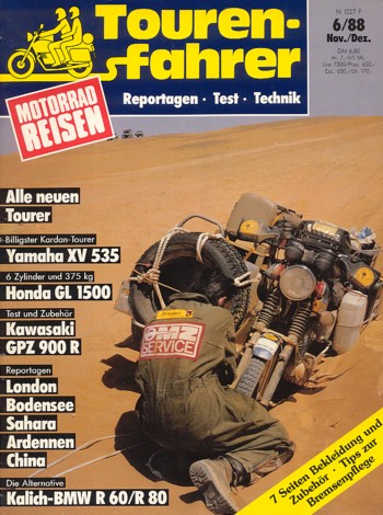 Tourenfahrer 6/1988 – Honda GL 1500 Gold Wing mit 74 kW (100 PS) im Touren-Test, Yamaha XV 535 Virago mit 34 kW (46 PS) im Touren-Test