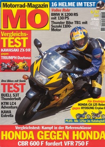 MO 6/1997 – Triumph Daytona T 595 mit 95 kW (130 PS) im Vergleichstest; Kawasaki ZX-9R Ninja mit 102 kW (139 PS) im Vergleichstest