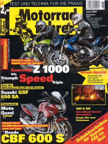 Motorradfahrer 6/2007 – Suzuki Bandit 650 SA mit 63 kW (86 PS) Test & Technik; Moto Guzzi Bellagio mit 55 kW (75 PS) Probefahrt