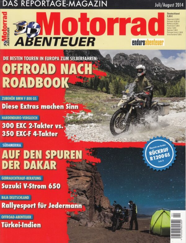 Motorrad ABENTEUER 7/8 2014 – Test Moto Guzzi Stelvio 1200 8V; KTM 300 EXC; KTM 350 EXC-F; Suzuki V-Strom 650, ab Modell 2003, gebraucht kaufen
