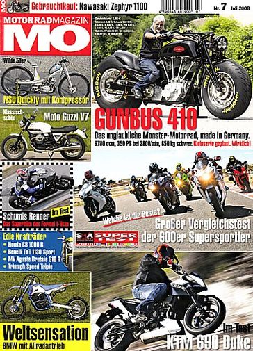 MO 7/2008 – KTM 690 Duke mit 48 kW (65 PS) Test & Technik; Honda Fireblade, hier Michael Schumachers HRP CBR 1000 RR