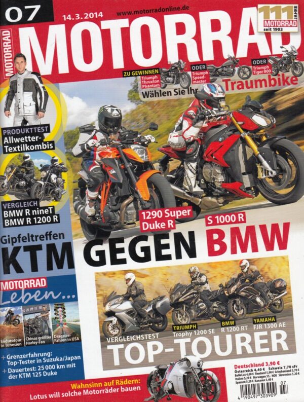 MOTORRAD 7/2014 – BMW S 1000 R; KTM 1290 Super Duke R; BMW R 1200 RT; Triumph Trophy 1200 SE
