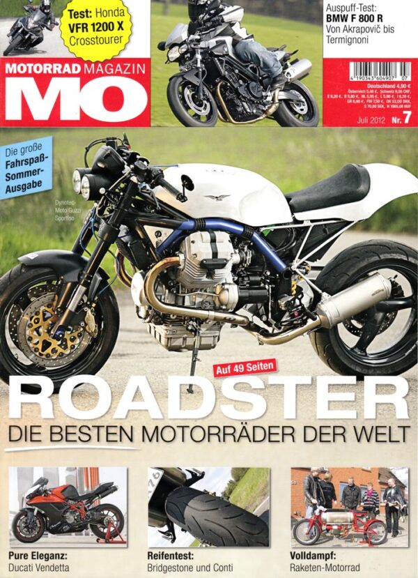 MO 7/2012 – Honda Crosstourer mit 95 kW (129 PS) Test & Technik; BMW F 800 R, als Testmaschine für Zubehör-Schalldämpfer