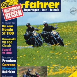 Tourenfahrer 7/1996 – Kawasaki VN 800 Classic mit 41 kW (56 PS) im Vergleichstest, BMW R 100 GS, hier von Q-Tech-Tuning, Probefahrt
