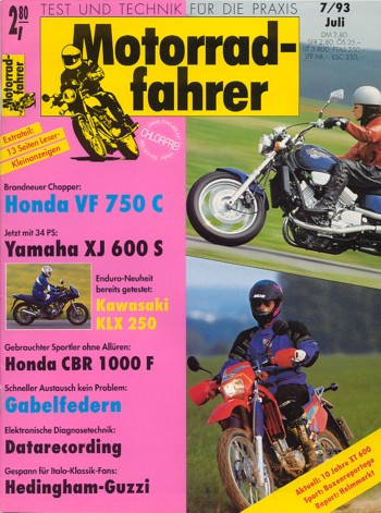 Motorradfahrer 7/1993 – Test Honda VF 750 C; Test Kawasaki KLX 250; Test Yamaha XJ 600 S Diversion; Honda CBR 1000 F, aus 2. Hand kaufen