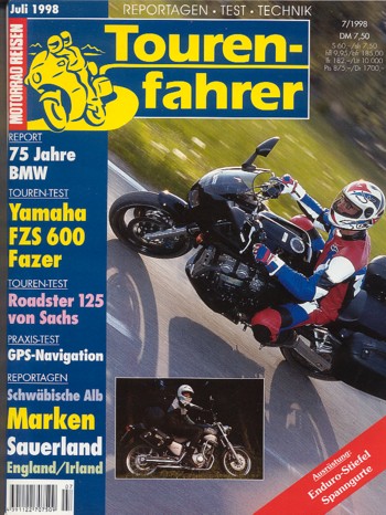07_4.jpg Tourenfahrer 7/1998 – Yamaha FZS 600 Fazer mit 70 kW (95 PS) als Reise-Motorrad, Sachs Roadster 125 mit 10 kW (14 PS) als Reise-Motorrad