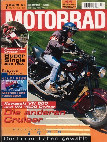 MOTORRAD 7/1999 – Test Kawasaki VN 800 Drifter; Test Kawasaki VN 1500 Drifter; Suzuki AN 400 Burgman; Suzuki GS 500 E
