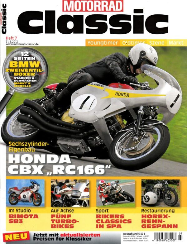 MOTORRAD CLASSIC 7/2012 – Honda CBX 1000, hier als Basis für die Eigenbau-RC 166; Bimota SB3, eine Rarität; Vergleich Honda CX 500 Turbo