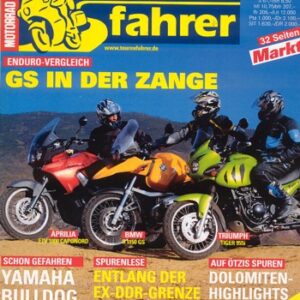 Tourenfahrer 8/2001 – Aprilia ETV 1000 Caponord mit 72 kW (98 PS) im Vergleichstest, BMW R 1150 GS mit 63 kW (85 PS) im Vergleichstest