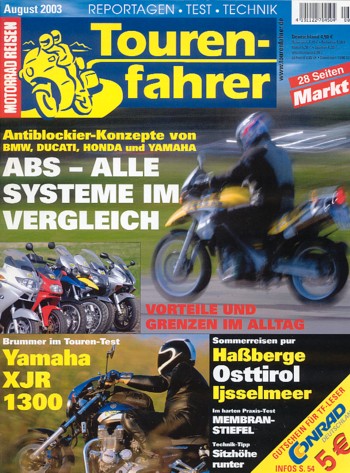 Tourenfahrer 8/2003 – BMW F 650 GS mit 37 kW (50 PS) im Vergleichstest, BMW R 1150 RT mit 70 kW (95 PS) im Vergleichstest