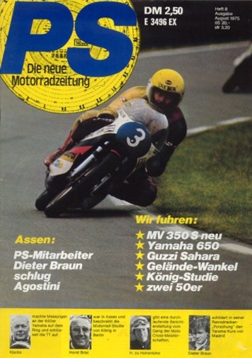 PS 8/1975 – Yamaha XS 650 mit 37 kW (51 PS) Test & Technik, Moto Guzzi Sahara mit 18 kW (25 PS) Test & Technik