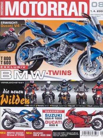 MOTORRAD 8/2005 – Benelli TnT 1130 Sport; Buell XB12S Lightning; MZ 1000 SF; Triumph Speed Triple 1050