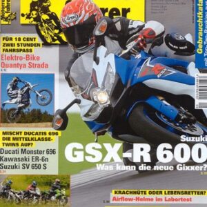 Motorradfahrer 8/2008 – Quantya Track / Strada mit 16,8 / 8,5  kW, Test & Technik; Walz Custombike Iceman mit 90 PS, Test & Technik