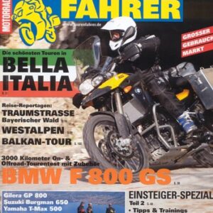TOURENFAHRER 8/2008 – Suzuki Burgman 650 mit 41 kW (56 PS) im Vergleichstest, BMW F 800 GS mit 63 kW (85 PS) im Touren-Test