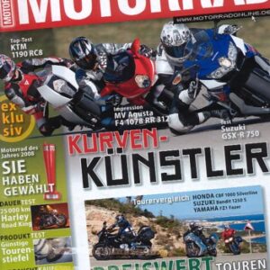 MOTORRAD 8/2008 – Test KTM 1190 RC8; Honda CBF 1000 Silverline; Suzuki Bandit 1250 S; Yamaha FZ1 Fazer